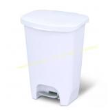 13 Gal White Step-On Trash Can with Odor Lid