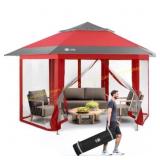 Crown Shades 6-Sided Pop-Gazebo, Gray, 13