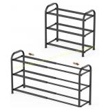 Gonfoam 3-Tier Expandable Shoe Rack, Black
