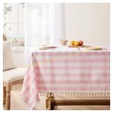 Softalker Pink Gingham Tablecloth, 55x84