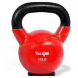 Yes4All 30lb Vinyl Kettlebell, Red