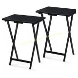 PJ Wood Folding TV Tray Set 2, Black