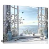 Birnsen Coastal Flower Canvas Wall Art (36x24)