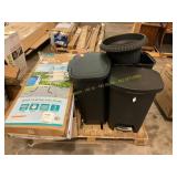 Trash cans, pool accessories, planters
