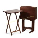 2.2 ft. Brown Wood Folding TV Tray Tables