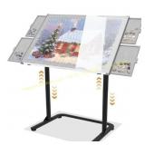 Puzzle Table with Drawers, Adjustable Height