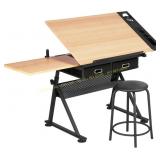 Yaheetech Drafting Table with Drawers