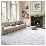 FinRec Home 4x6 Non-Slip Fluffy Rug (White)