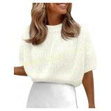 Fisoew Cropped Knit Crewneck Short Sleeve MED