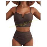 High Waisted Bikini Sets - Blue - Large