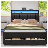 complete? Queen Bed Frame with Storage Drawers