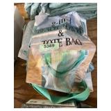 Blue with tan stripe towel and tote bag