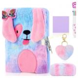 Plush Dog Diary Journal Set with Lock Keys