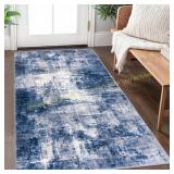 IOHOUZE Abstract Area Rug 3x5 Ft Navy/Grey