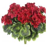 2 Pcs Artificial Geraniums for Outdoor Red