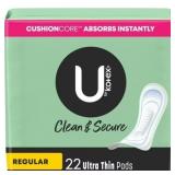 U by Kotex Ultra Thin Pads, Regular 22 ct