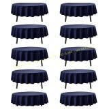 Navy Blue Round Tablecloths 90" 10-Pack