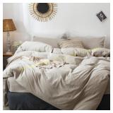 MooMee Duvet Set 100% Washed Cotton Queen