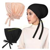 BLACK Tyqour Hijab Undercap 2pc Base Cap, Oversize