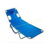Blue Folding Chaise Lounge Beach Chair