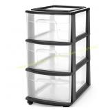 HOMZ 3-Drawer Cart Organizer, Black/Clear