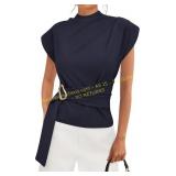 Sz M PRETTYGARDEN Women Blouses Summer Casual Tops