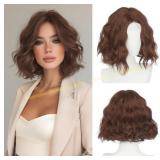 Haloo Brown Bob Wig, Lace Front, 11" Wavy