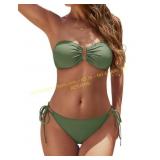 YACUN Women Strapless Bandeau Bikini Set Sz M