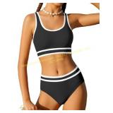 Girls Swimsuit 3-Piece Set: High Waist Bikini Sz 1