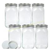 Jumterlee 6 Pack 32 oz Mason Jars with Lids