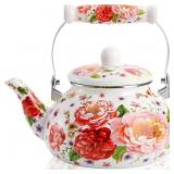 DEAYOU 2.5L Enamel Tea Kettle, Floral Pot
