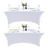 2-Pack 8ft White Spandex Table Covers