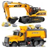 LerBao 2 Pack Excavator & Dump Truck Toys