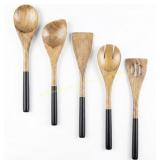 Art Box Wooden Cooking Spoon Set of 5, Black