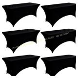 6-Pack 6ft Black Spandex Table Covers