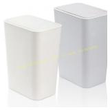 Fasmov 7.5L Trash Can 2-Pack (White/Blue)