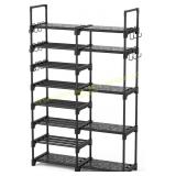 ROJASOP 8-Tier Metal Shoe Rack with Hooks