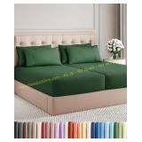 Split King Bed Sheet Set - Emerald Green