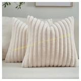 FUTEI Beige Striped Pillow Covers 20x20