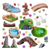 U-Zimikee 45 Pcs Resin Mini Garden Accessories