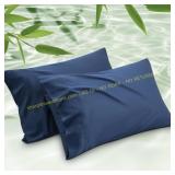 Bedsure Cooling Pillowcase Queen 2-Pack Navy