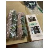 Cheesecloth table runner sage green pink, curlers