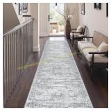 2x8 Runner Rug Non Slip Hallway Grey