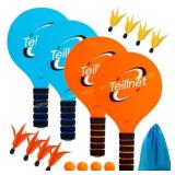 TEILLNET Beach Paddle Ball Set   4 Rackets