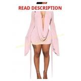 SHINFY Women Backless Mini Dress with Mesh Sz M