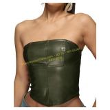 Verdusa Leather Backless Tube Top Corset Sz M