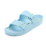 VICT POPU Womens Buckle EVA Slides