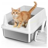Stainless Steel Cat Litter Box with Scoop