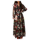 Womens Floral Maxi Dress Long Sleeve Unknown Size