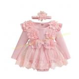 ZAXARRA Baby Girl Romper Dress with Headband